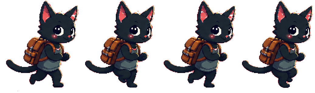 Pixel art cat idle animation sprite sheet, transparent background