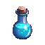 glowing mana potion, blue liquid, golden stopper