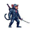 Pixel art character — forest goblin with club