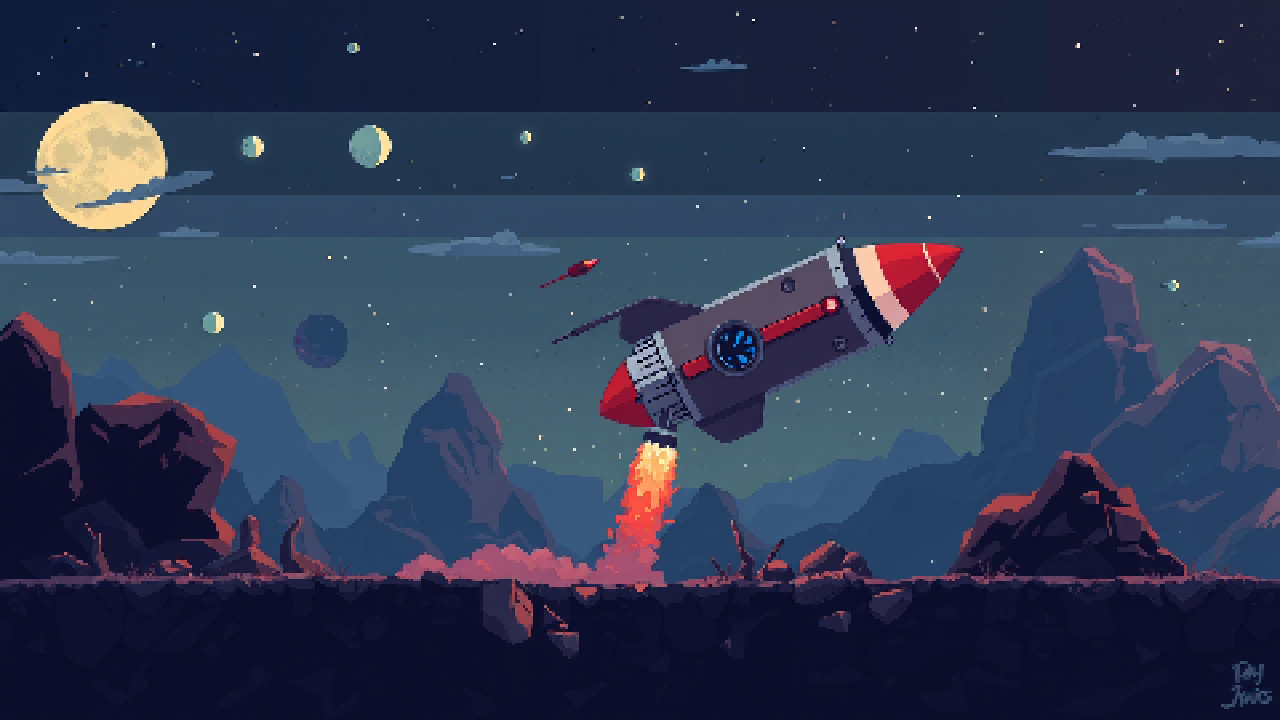 Pixel art background — space nebula station