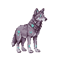 Pixel art wolf creature character for a 2D game, transparent background