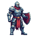 Pixel art knight warrior sprite, transparent PNG